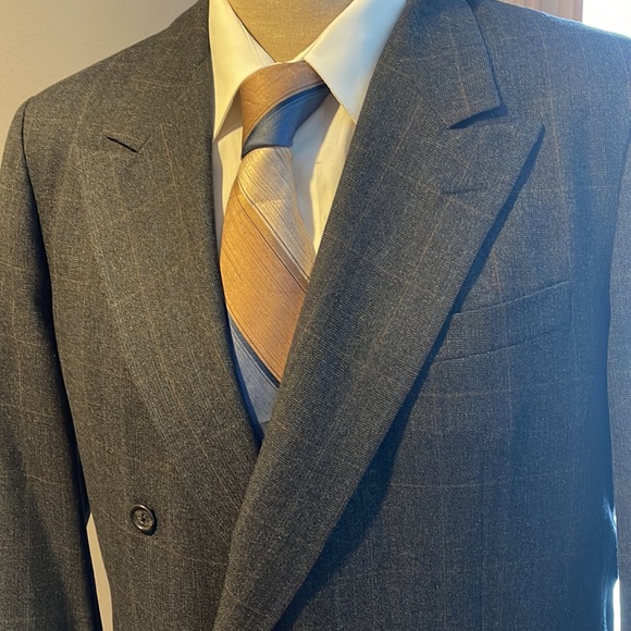 Hickey Freeman double breasted windowpane jacket